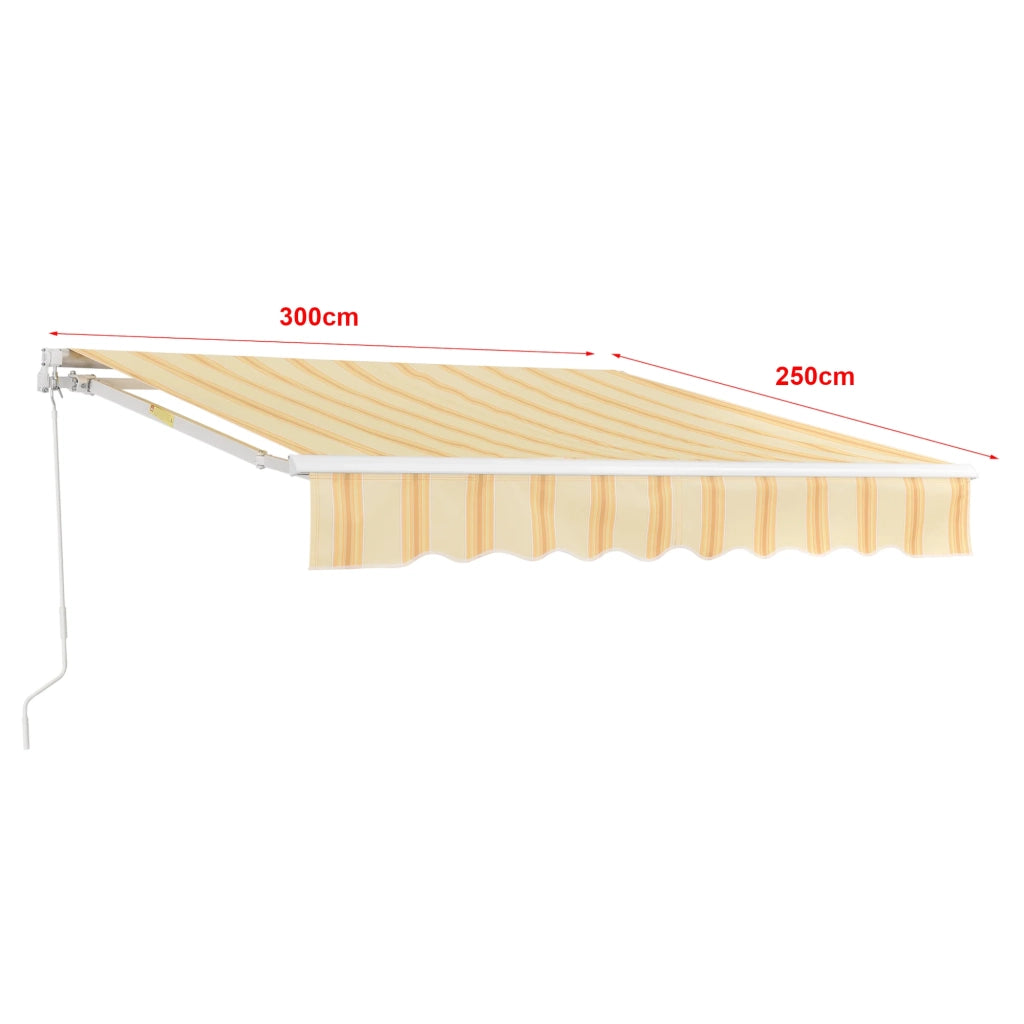 Tenda da sole con manovella 300 x 250 cm giallo bianco 03_0008306