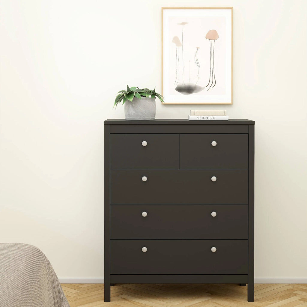 Cassettiera Nicholas, Settimino multiuso, Comò camera da letto, Mobile con cassetti, 82x38 h99 cm, Nero