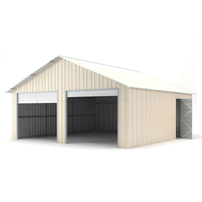 Box container deposito auto lamiera capanno in Acciaio Zincato con doppia saracinesca 666x724 cm x h 3,80 m - 810KG - 48,22 mq - BEIGE