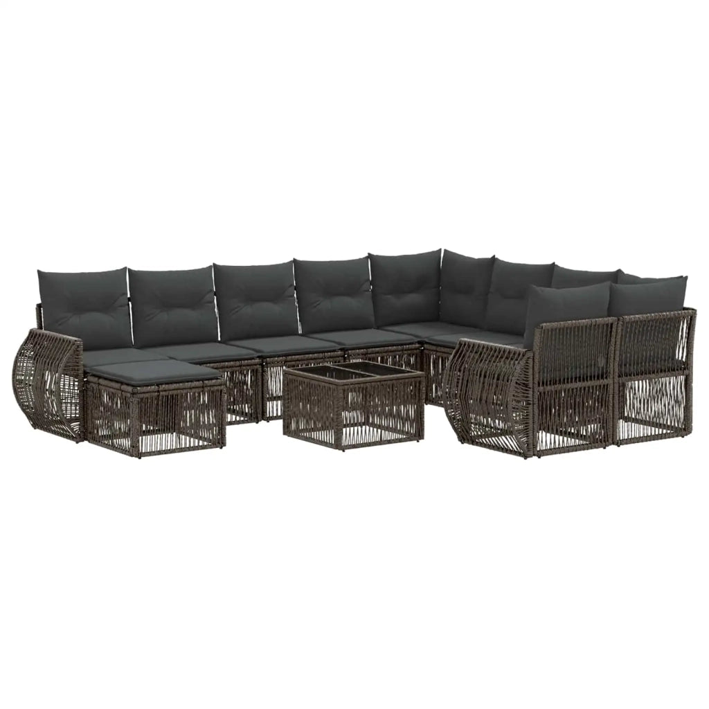 Set Divano da Giardino 11 pz Grigio polyrattan 3435614
