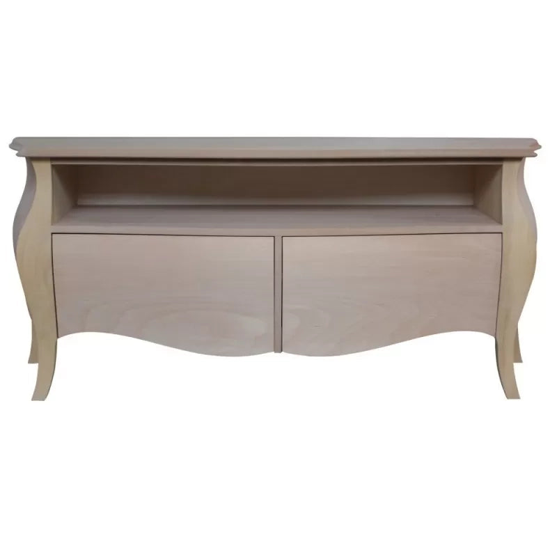 Porta tv  classico in legno bombato 2 cassetti grezzo l.141 p.45 h.62 (3267) - Mobili 2G