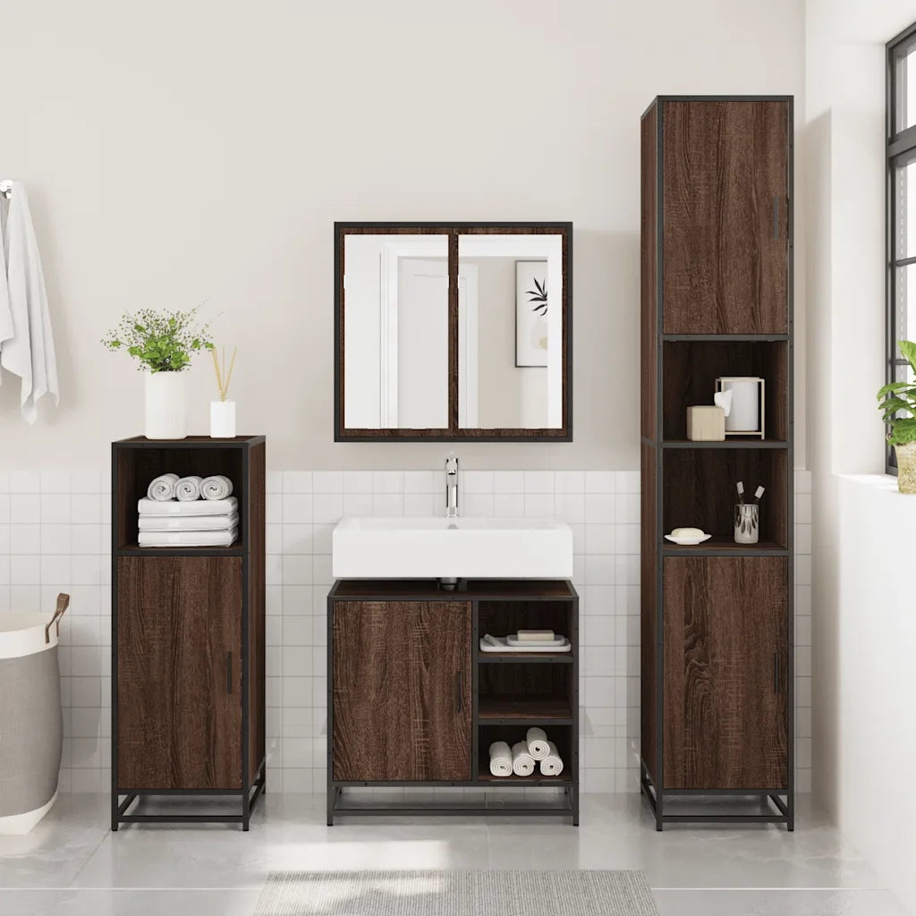 vidaXL Mobile Lavabo Bagno Rovere Marrone 65x33x60cm Legno Multistrato