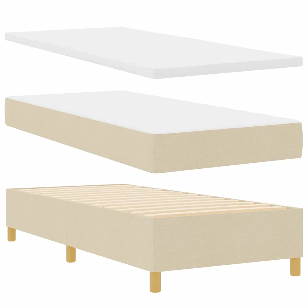 Letto a molle con materasso Crema 90 x 190 cm Tessuto 3343733