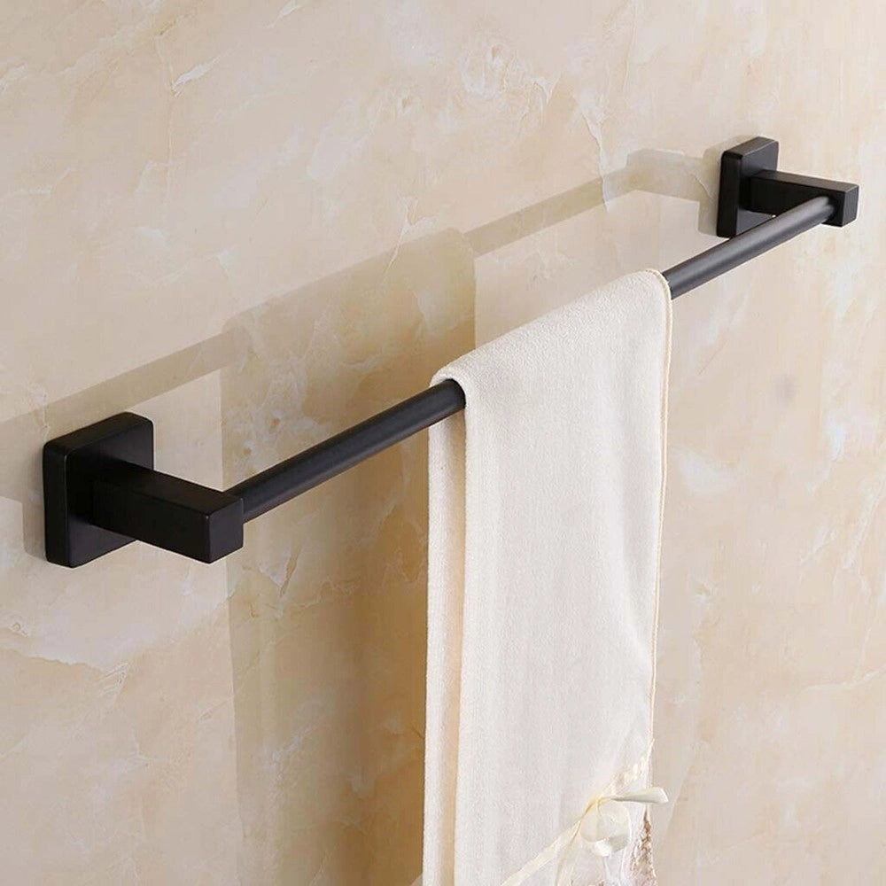Trade Shop - Set Ultra Moderno Nero 6pz Bagno Porta Asciugamano Rotolo Bicchiere Spazzolini 87261 -