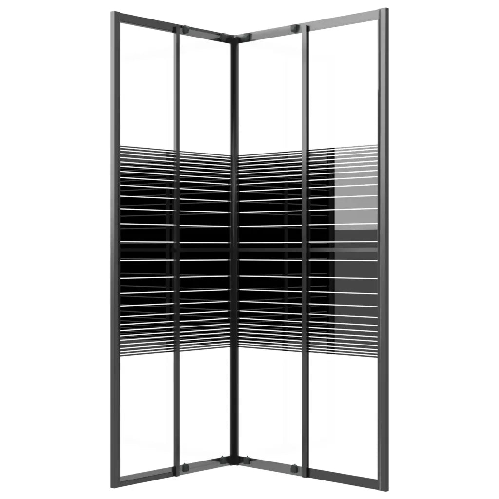 Box Doccia a Righe ESG 90x70x180 cm Nero CFW6973927