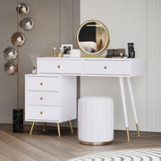 Toeletta bianca con specchio LED touch e mobile laterale posizionabile; 100 x 78 x 40 cm
