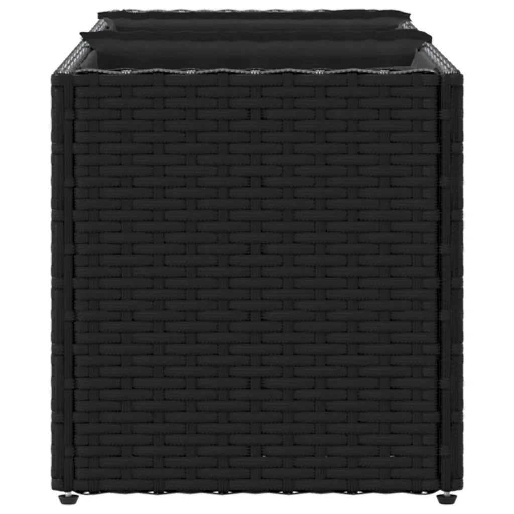 Fioriere da Giardino con 3 Vasi Nere 105x30x32 cm in Polyrattan