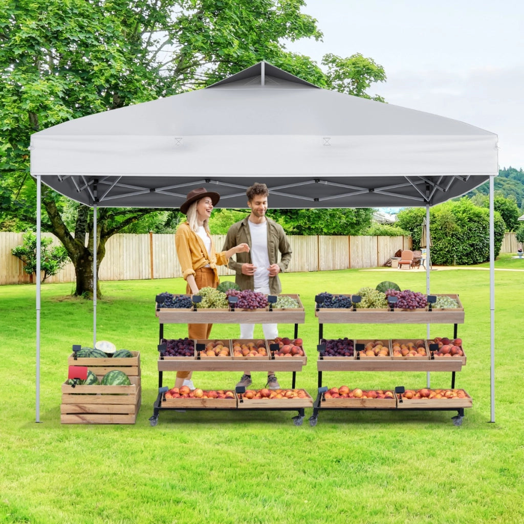 Gazebo pieghevole per patio all'aperto con blocco centrale, Gazebo pop-up da 295 x 295 cm Bianco