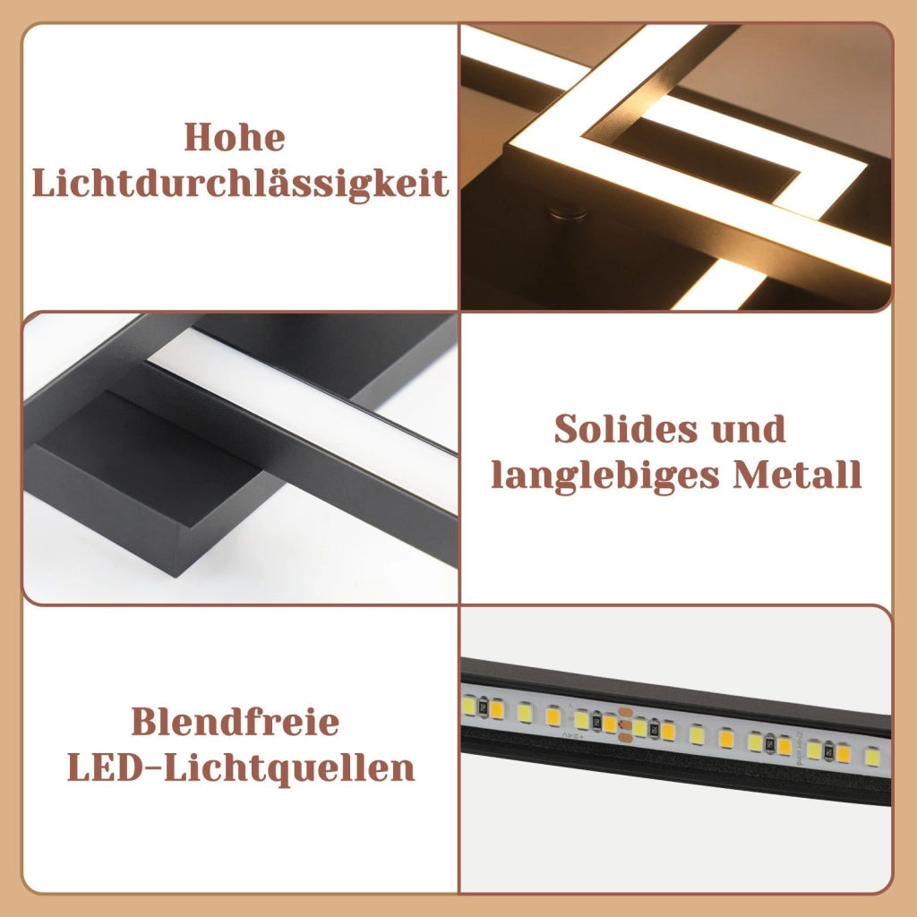 ZMH Lampada da soffitto plafoniera LED moderna 2 luci 24W nera 3000K per cucina soggiorno camera letto