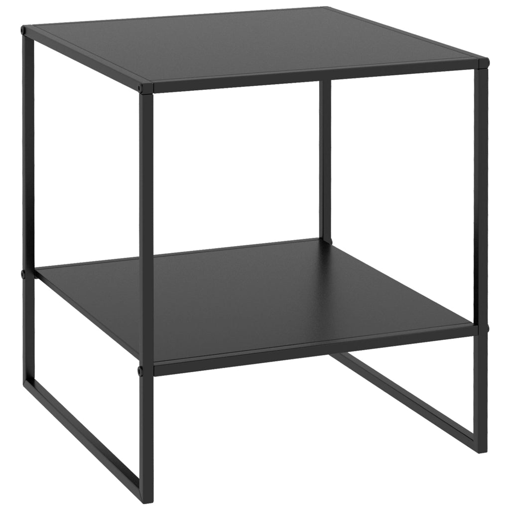 Tavolino da caff¨¨ in acciaio 2 ripiani ¨C zephmum ¨C 40x40x45 nero
