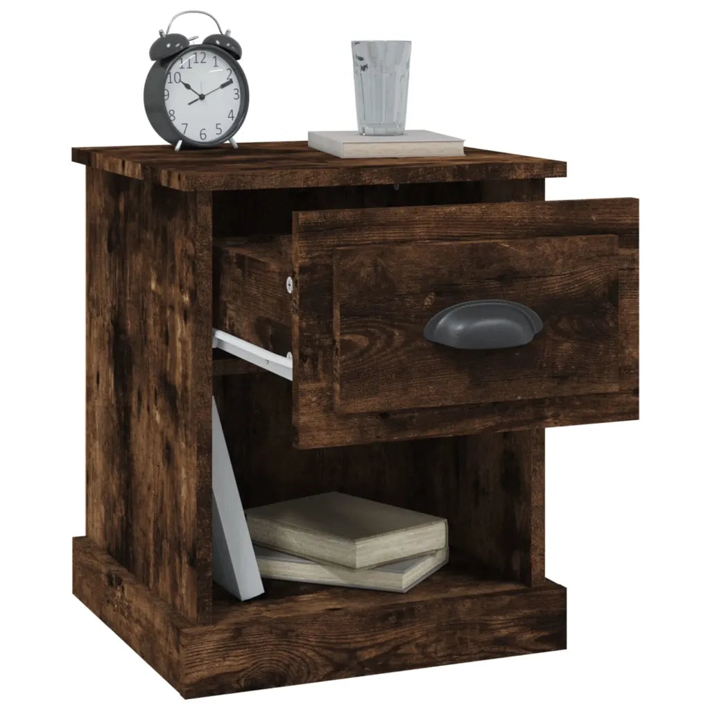Set di 2 Comodini | Armadio da Notte | Mobiletto da notte Rovere Fumo 39x39x47,5 cm in Legno Multistrato