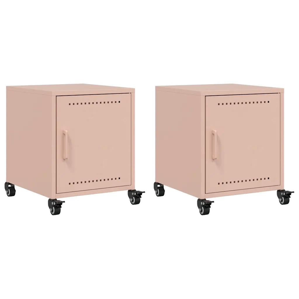 Comodini 2 pz-Set di 2 Tavolino da notte Rosa 36x39x43,5 cm in Acciaio 175008