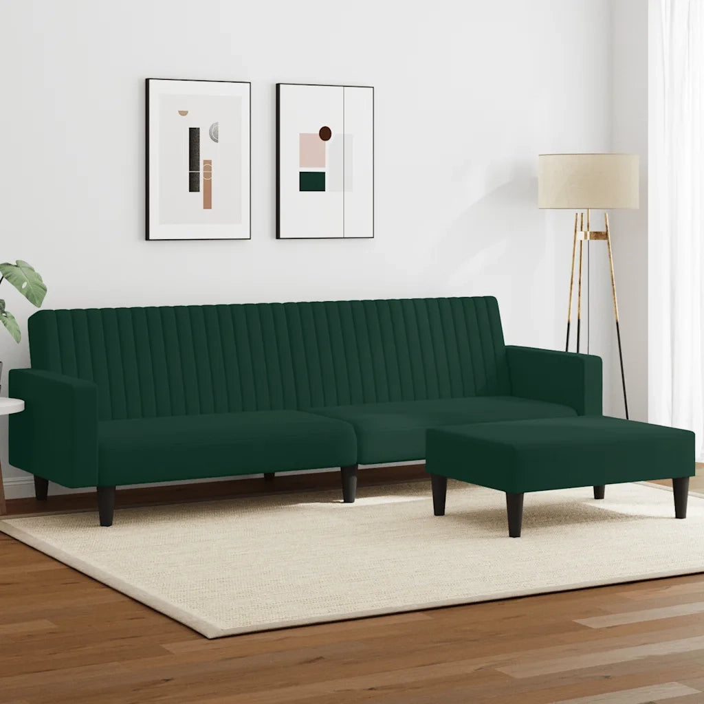 Set di Divani 2 pz Verde Scuro in Velluto