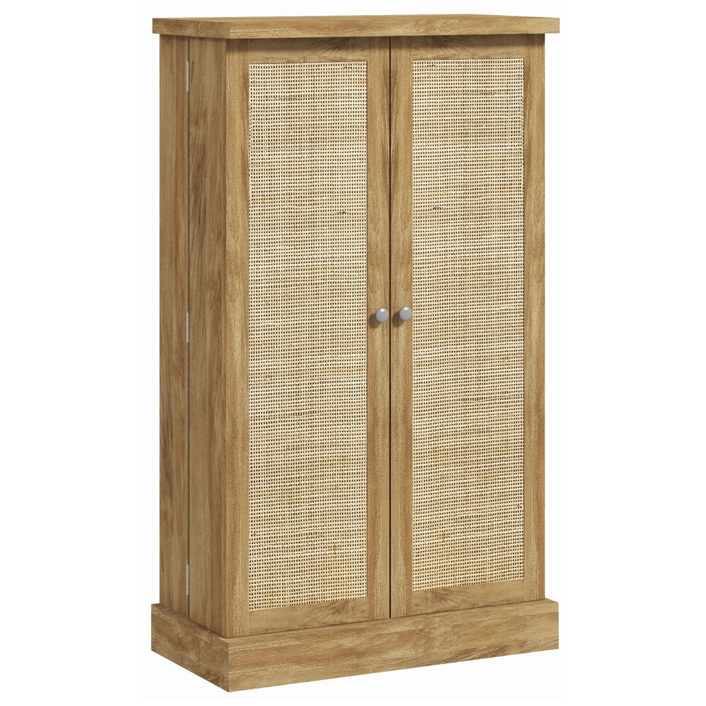 Armadio Cucina con Ante in Rattan e Ripiani Regolabili ¨C Zephmum ¨C 60x30x104cm Naturale