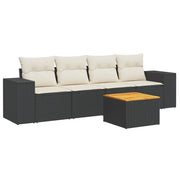 Set Divani da Giardino 5 pz | Set Salotto da Giardino con Cuscini in Polyrattan Nero