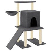 Tiragraffi per gatti torre per arrampicata giocattolo piattaforma per arrampicata con tiragraffi in sisal scuro 96,5 cm grigio 02_0022720