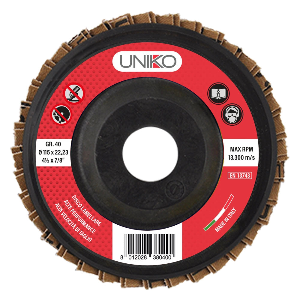 DISCO LAMELLARE PER FERRO ø 115 gr. 100- 10 pezzi  - UNIKO
