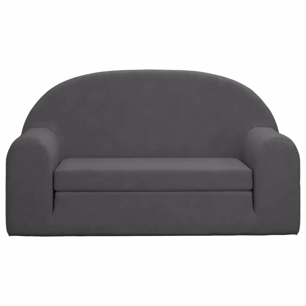 Divano letto | Sof¨¤ letto | Letto singolo per Bambini a 2 Posti Antracite in Morbido Peluche