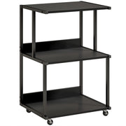 Mobile Supporto Stampante 3 livelli 50x40x75 cm con Ruote e Ripiani in Metallo Nero