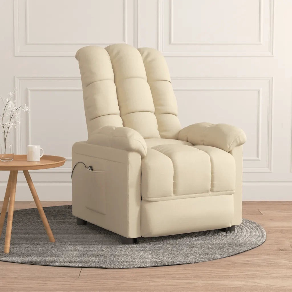 Poltrona Elettrica Reclinabile Crema in Tessuto 3073757