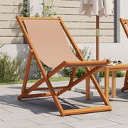 Sedia da Spiaggia Pieghevole Tortora Legno Eucalipto e Tessuto 366565