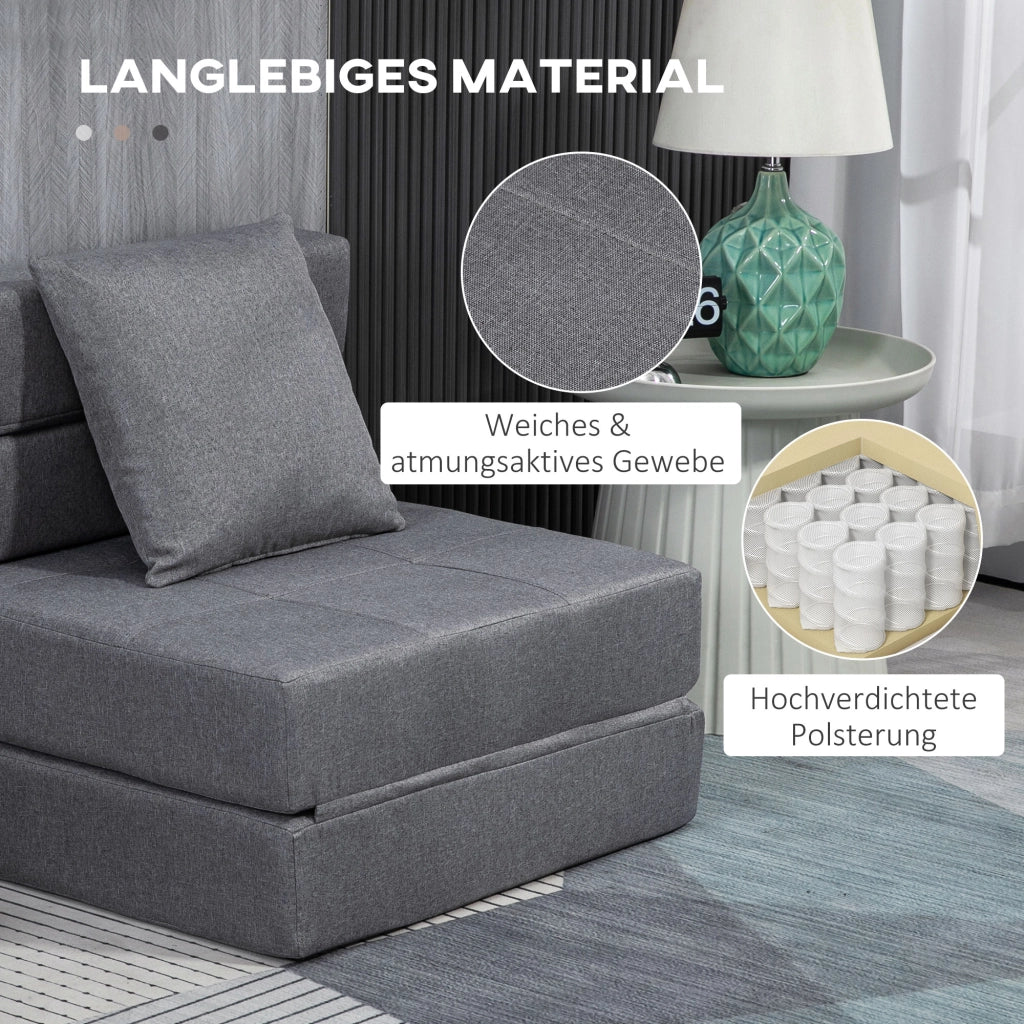 Fauteuil convertible pieghevole con funzione letto e cuscino, per soggiorno e ufficio, in schiuma grigio scuro