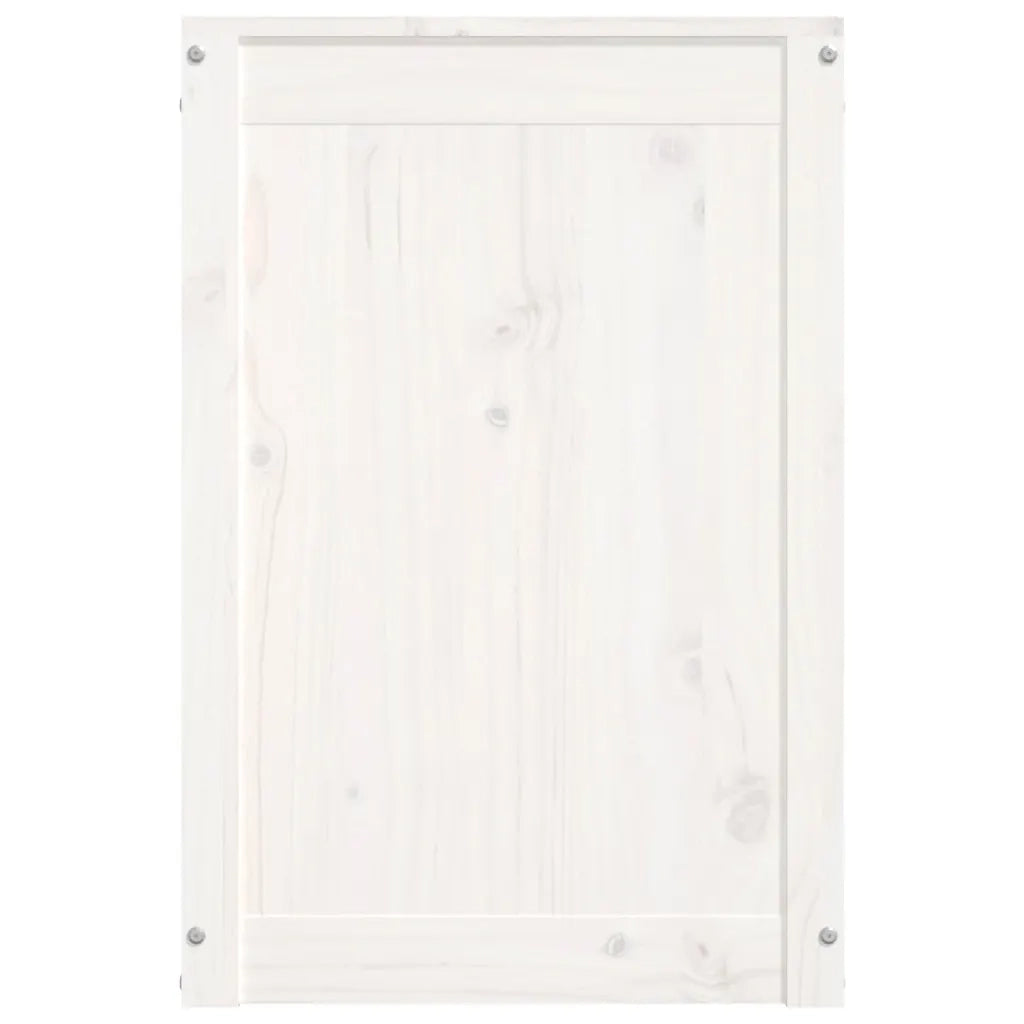 Contenitore per Bucato Bianco 44x44x66 cm Legno Massello Pino 823565