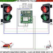 Impianto Semaforico Parcheggio Orientabile 24 Led Rossi 24 Verdi Lente Ø 124 mm Alimentazione 230 V 3W IP65 Tempi Regolabili da 8 a 120. Due Sensori Masse Metalliche Rilevano Passaggio e Sosta Veicoli