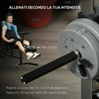 Power Tower Multifunzione con Panca per Addominali e Porta Bilanciere Regolabile, Nero