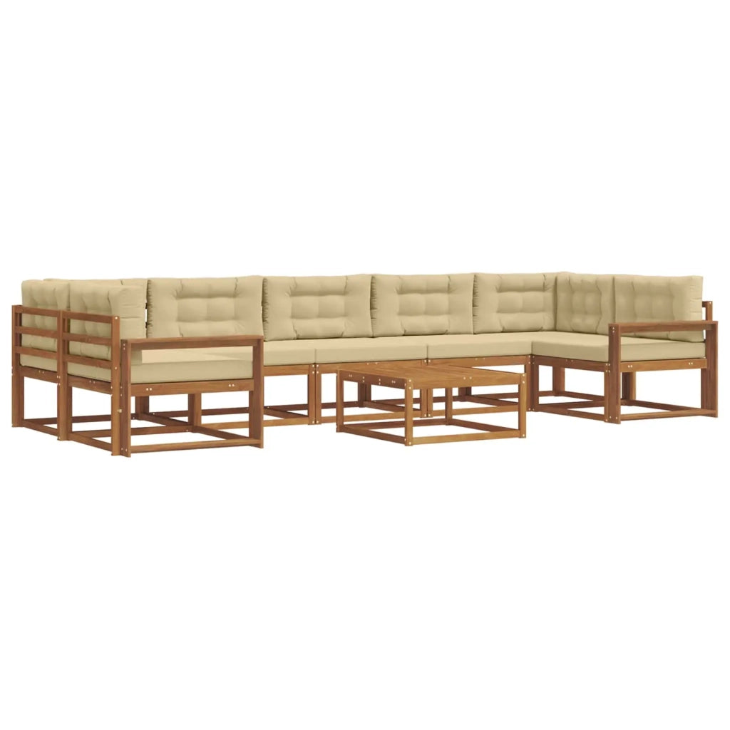 Set di divani da esterno con cuscino 8 pcs Naturale e Beige 3367341