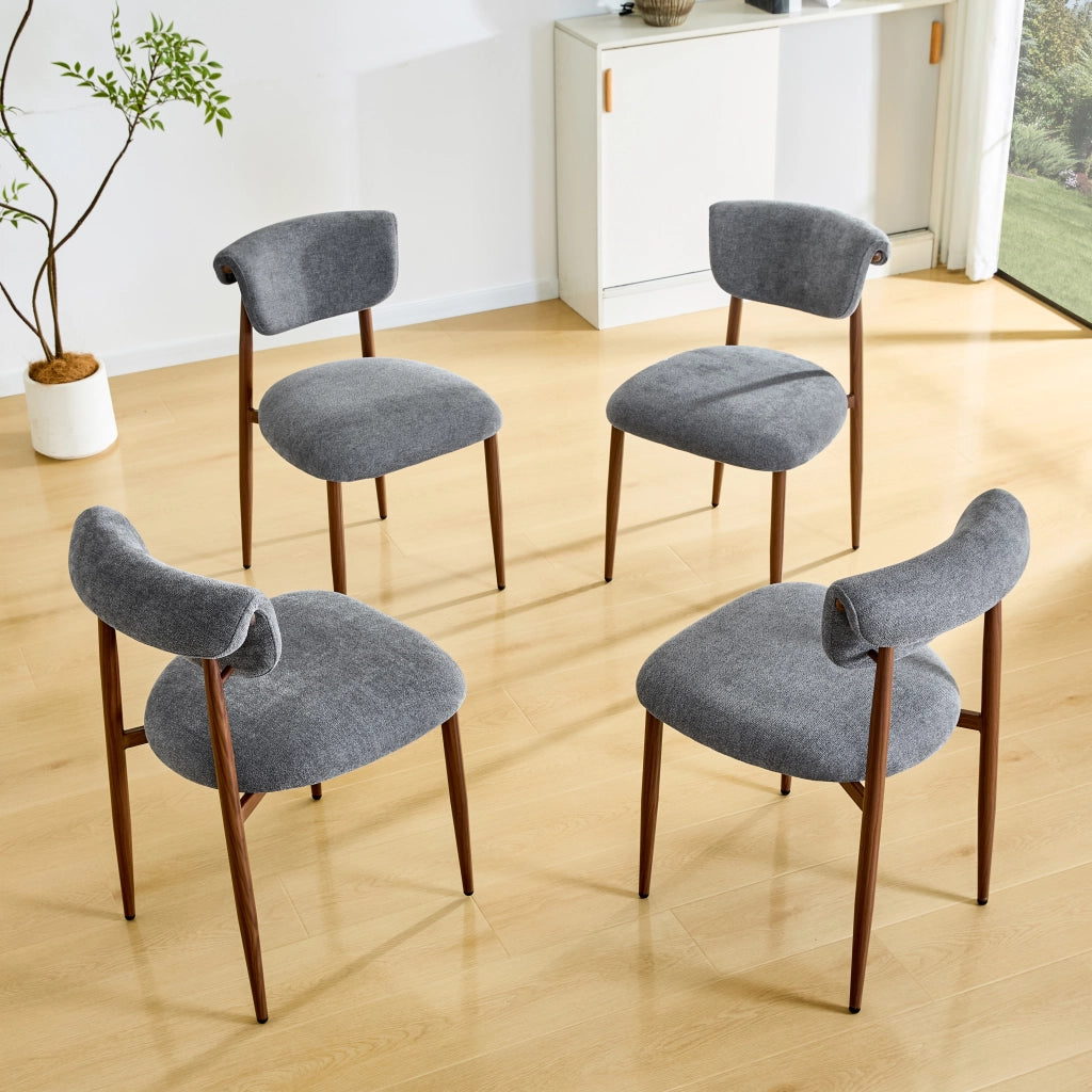 Sedie da Pranzo Imbottite senza Braccioli con Schienale Curvo ¨C MINIMAL ¨C Set 4 Pezzi, Tessuto