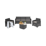 Salottino Outdoor Akayr, set Salotto da Esterno 5 Posti Made in Italy, Nero Antracite