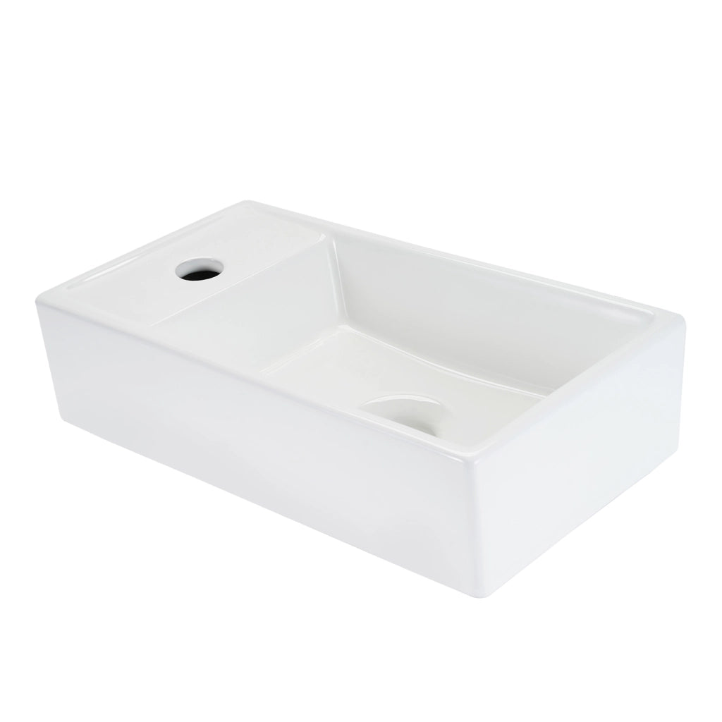 ZMH Lavabo da appoggio rettangolare in ceramica 40x22x10cm bianco lucido