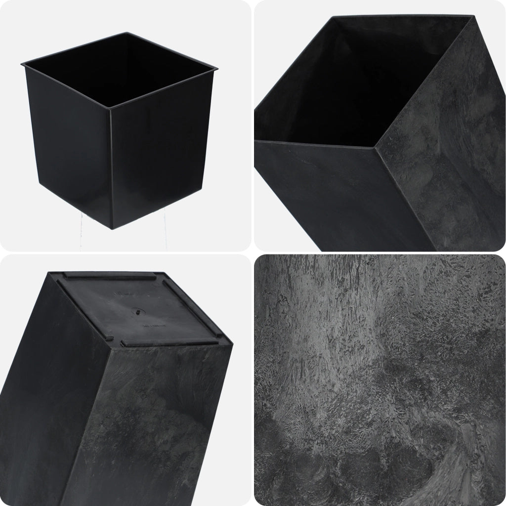 Vaso da giardino KADAX con inserto per fiori, grande e alto, nero, 24x47 cm
