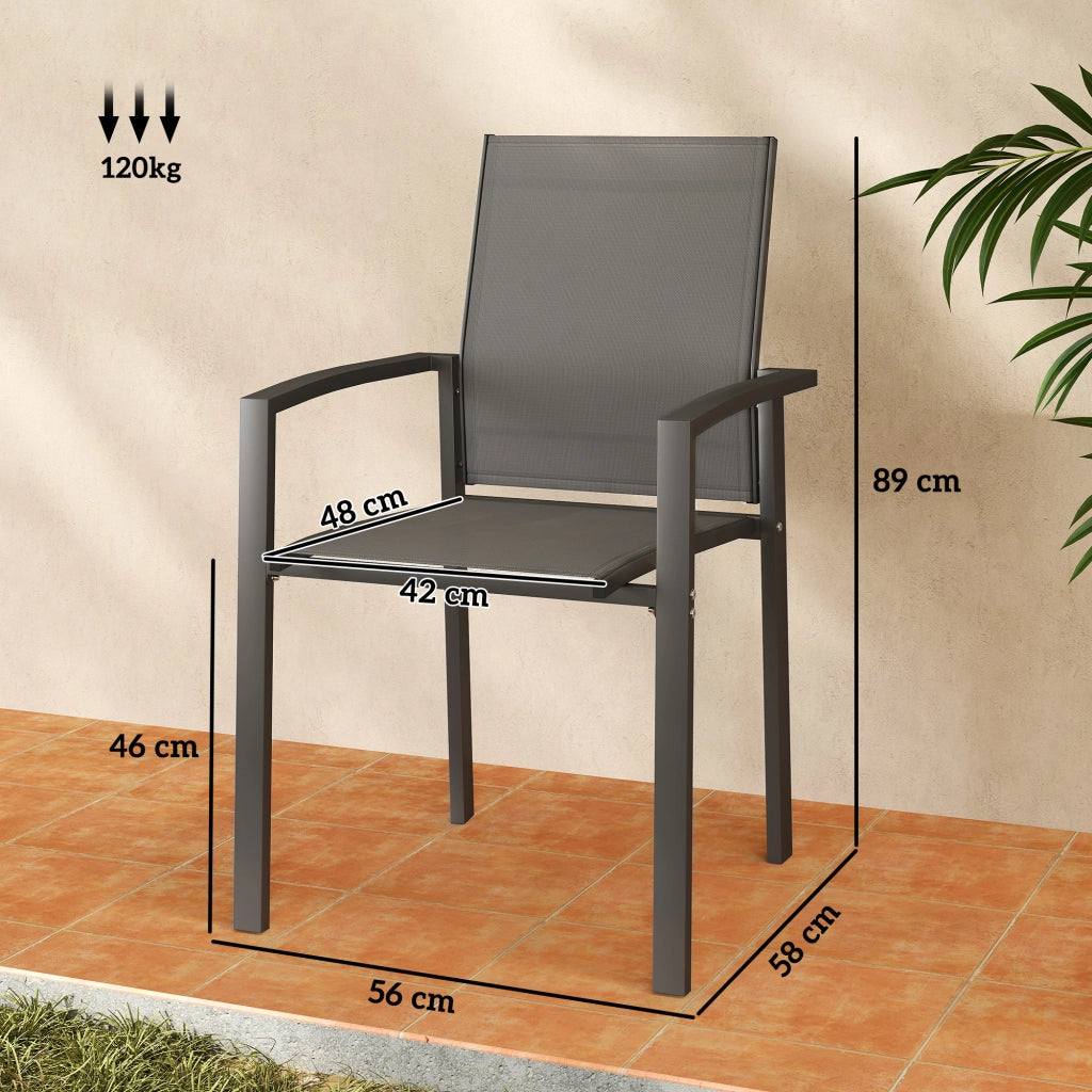 Sedia da giardino impilabile ¨C zephmum ¨C 2 pezzi grigio scuro 56x58x89 cm