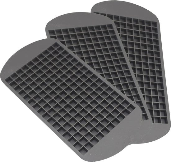 Set di 3 mini contenitori per cubetti di ghiaccio 160 pezzi - forma quadrata con cubetti di ghiaccio in silicone - contenitore per bar per cucina a forma di pudding - strumento per fare piccoli cubetti di ghiaccio - nero
