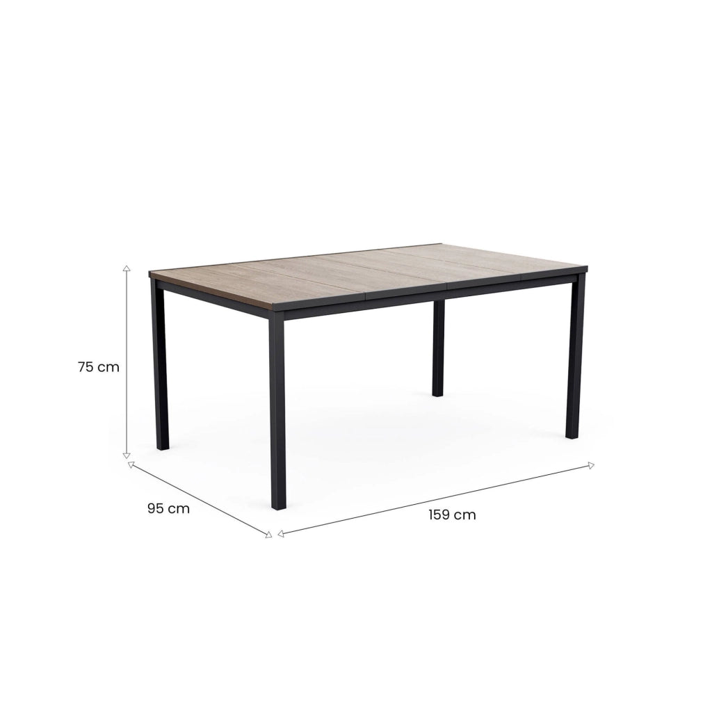 Tavolo da esterno Sarnia, Base per picnic, Piano da pranzo da giardino, Banco outdoor multiuso, 159x95 h75 cm, Rovere e Antracite