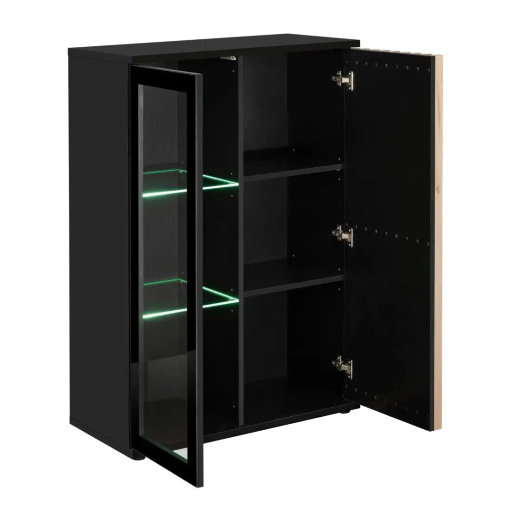 Vetrina bassa design collezione DEAN – 2 porte con illuminazione LED integrata
