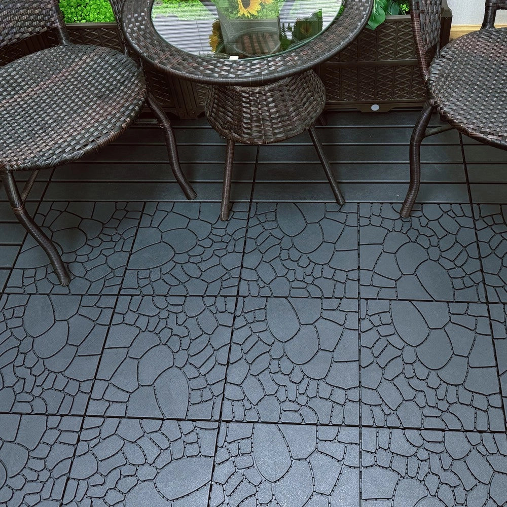 Piastrelle da Terrazzo Effetto Pietra Interlocking ¨C MINIMAL ¨C Antracite, 30x30, 44 pcs