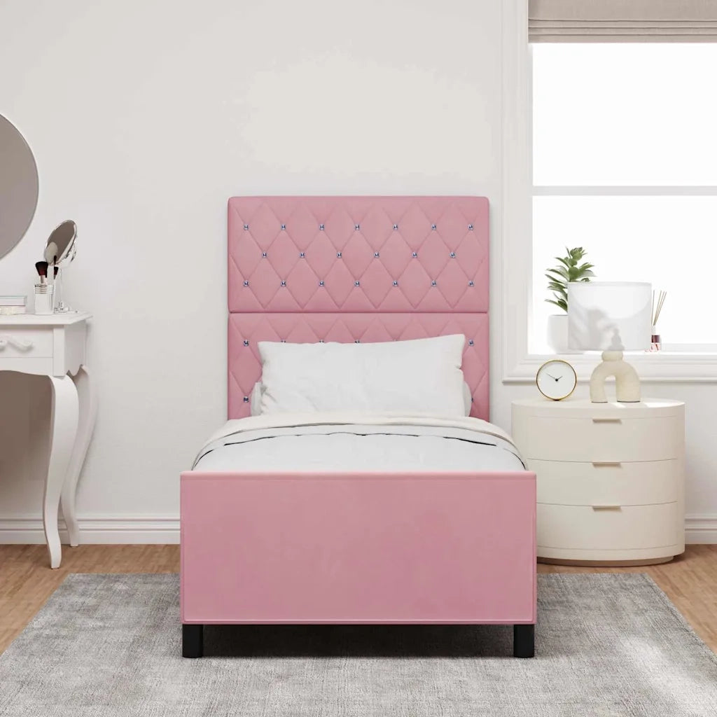 Letto a molle con testiera Rosa 90 x 200 cm Velluto 3344854