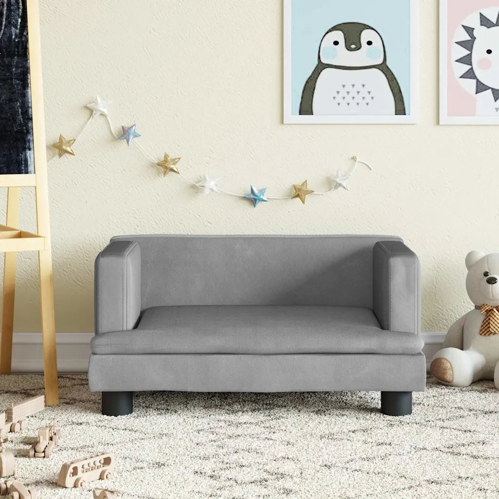 Divano per Bambini Grigio Chiaro 60x40x30 cm in Velluto 3196318