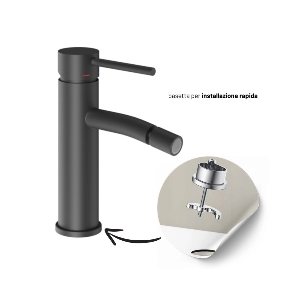 Miscelatore monocomando bidet jazz installazione rapida piletta click clack *** finitura- nero opaco, confezione 1