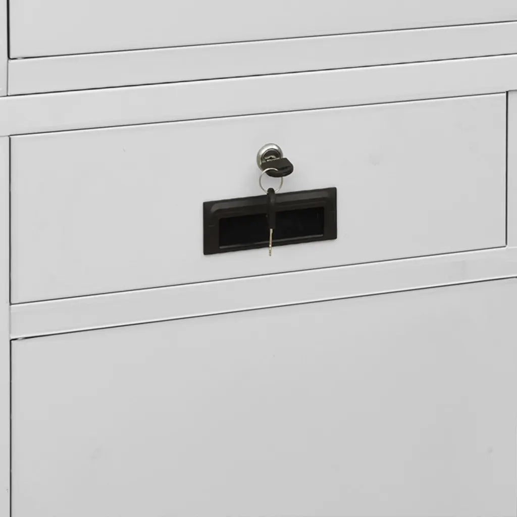 Armadio per Ufficio Grigio Chiaro 90x40x180 cm Acciaio e Vetro 336422
