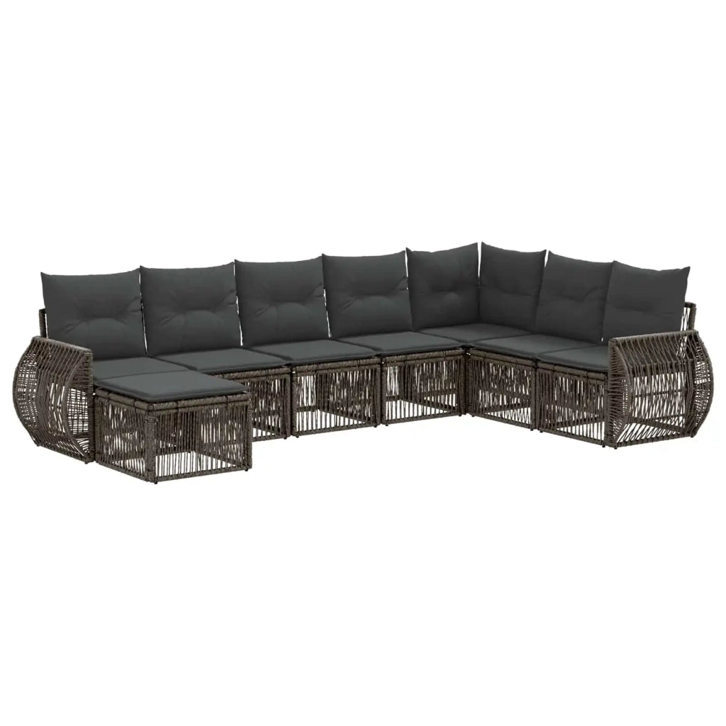 Set Divano da Giardino 8 pcs Grigio e Grigio Scuro polyrattan 3435509