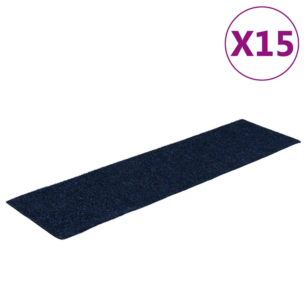Tappetini per scale autoadesivi 15 pz 76x20 cm blu navy rettangolari 326934