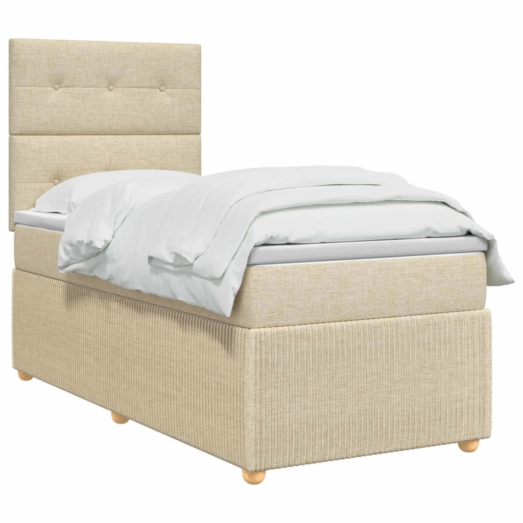 Letto box spring con materasso Crema 90 x 200 cm Tessuto 3454310