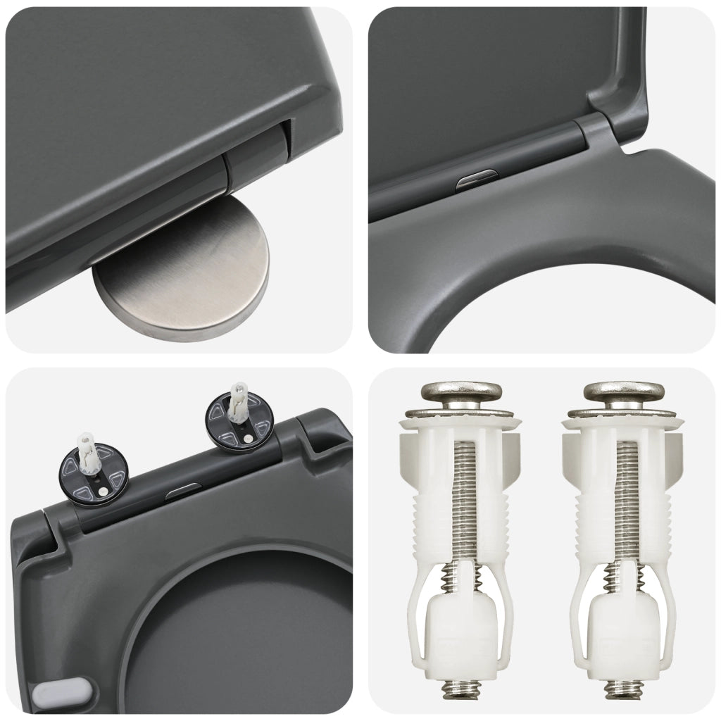 Sedile del WC a rilascio rapido con chiusura morbida Duroplast Antracite