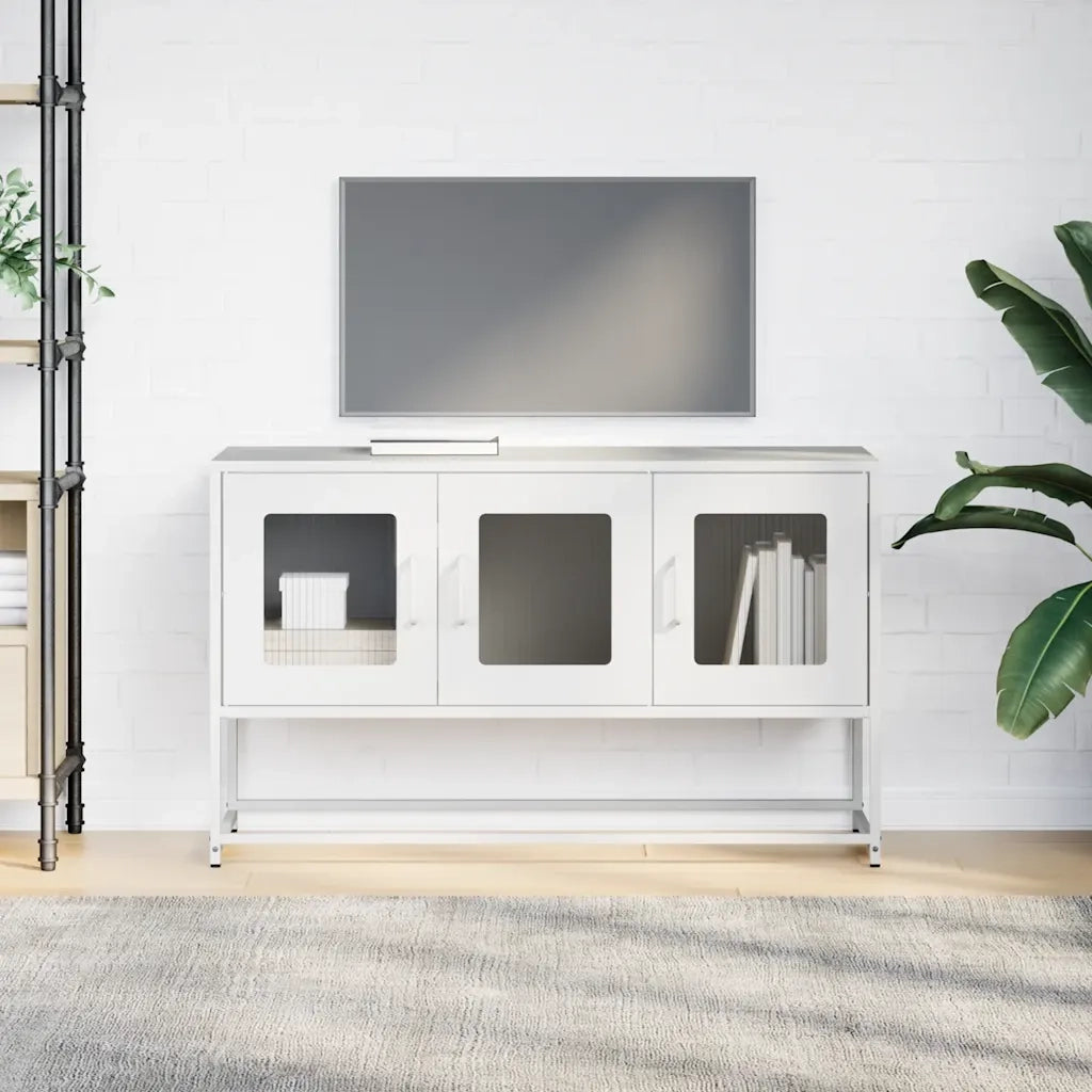 Mobile TV Bianco 100,5x39x60,5 cm in Acciaio Laminato a Freddo