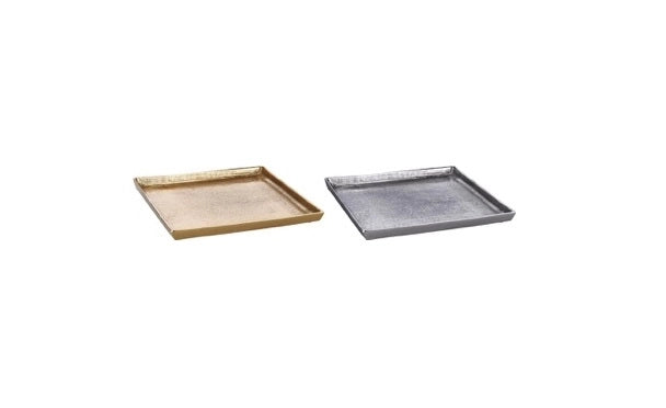 1 Pezzo Vassoio Decorativo in Metallo Quadrato 25 x 25 cm 2 Colori