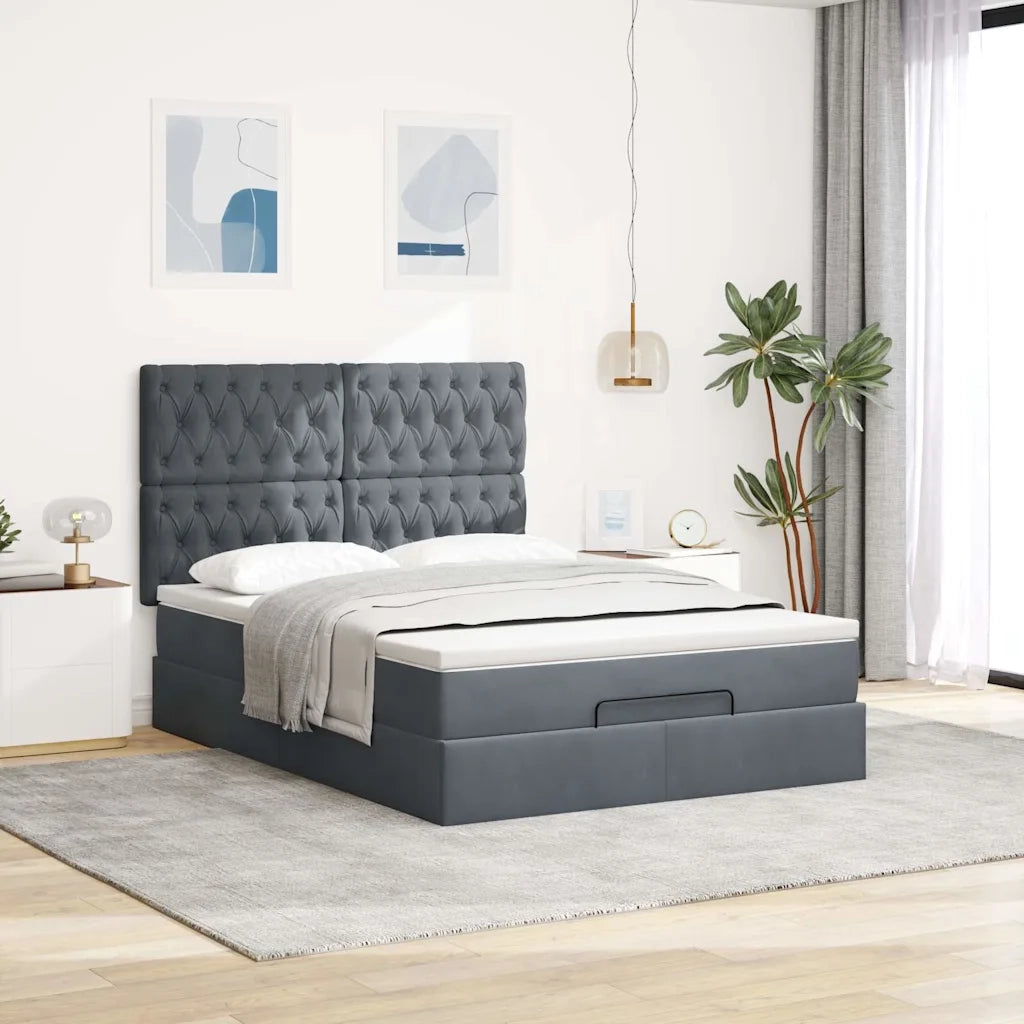 Struttura Letto Pouf con Materassi 140x200 cm in Velluto 3313548